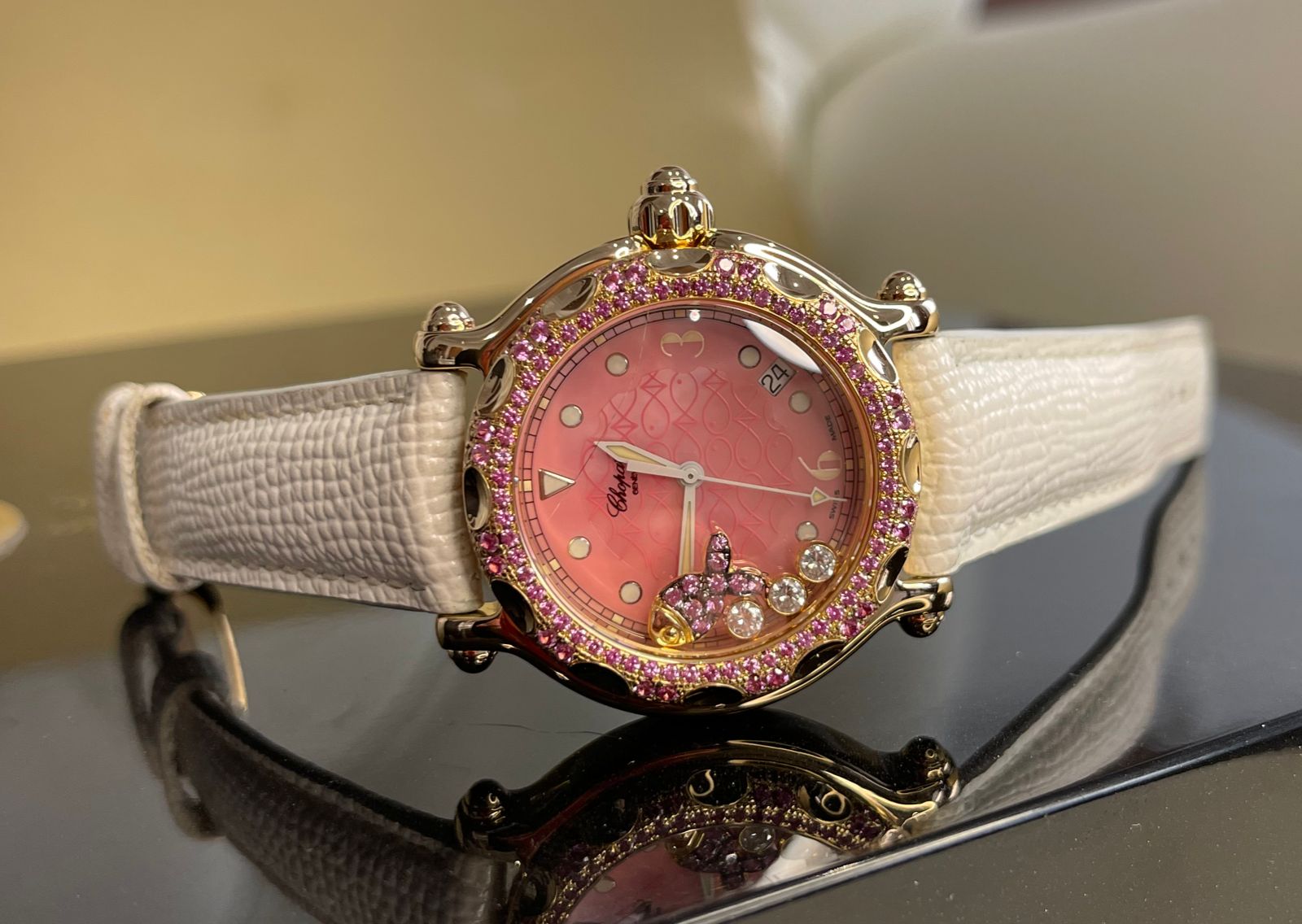 Швейцарские часы Chopard Happy Sport Happy Fish Pink 28/3550-42 #2