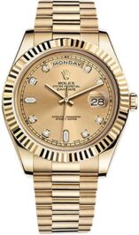 Швейцарские часы Rolex Rolex II 41mm Yellow Gold 218238 Champagne Diamonds