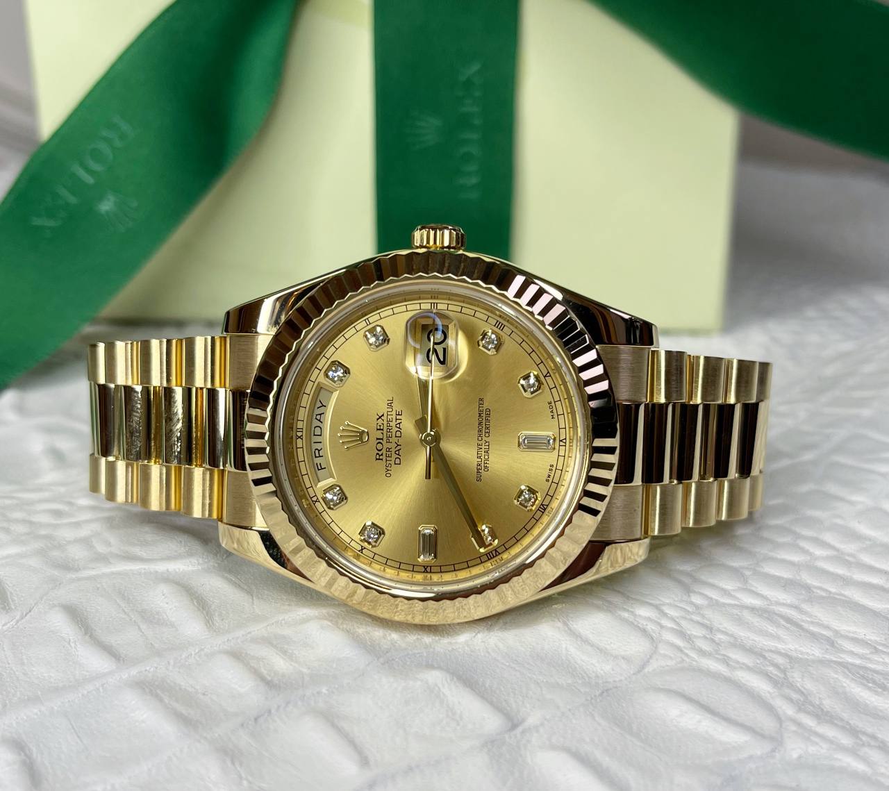 Швейцарские часы Rolex Rolex II 41mm Yellow Gold 218238 Champagne Diamonds #2