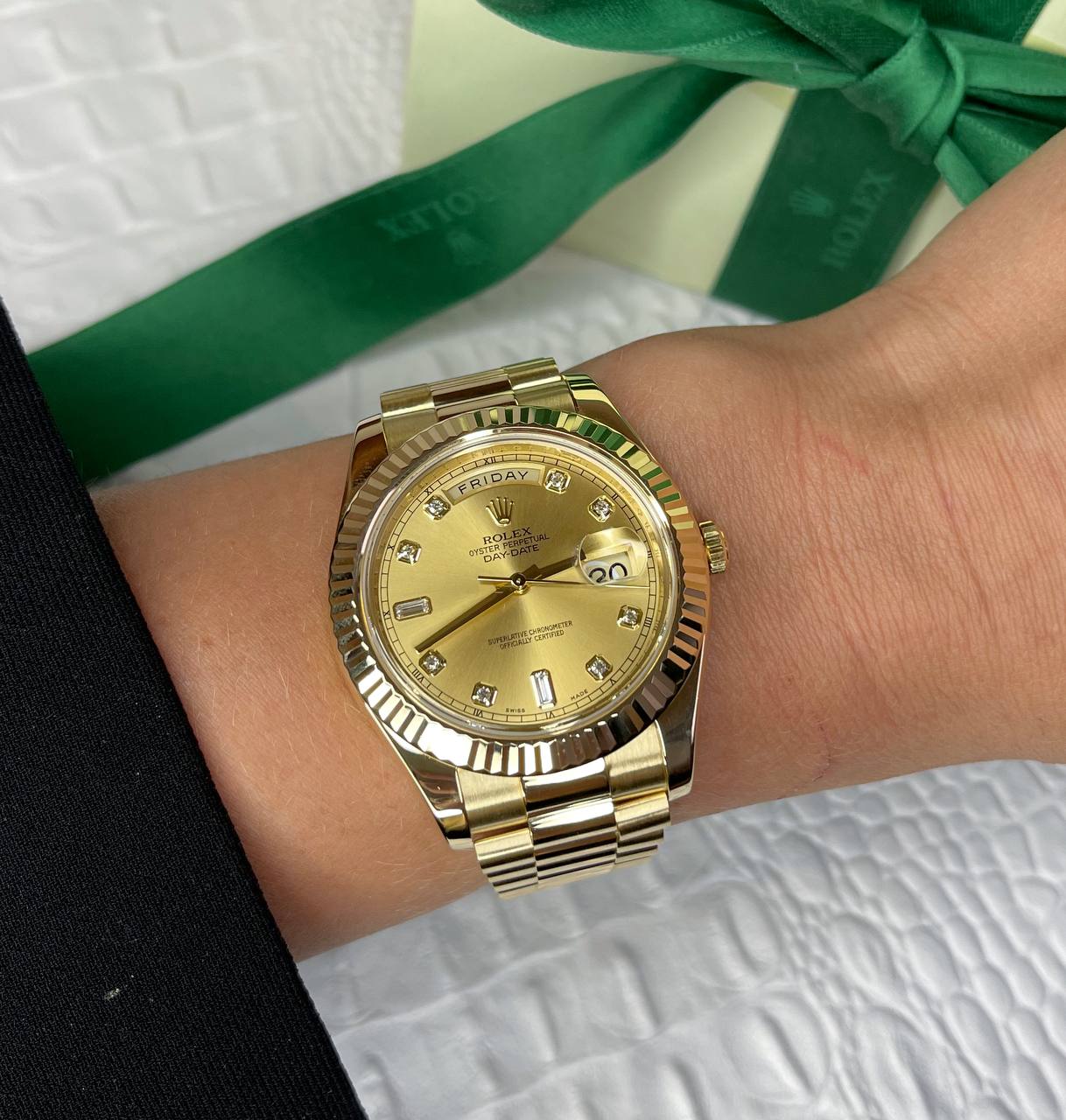 Швейцарские часы Rolex Rolex II 41mm Yellow Gold 218238 Champagne Diamonds #7